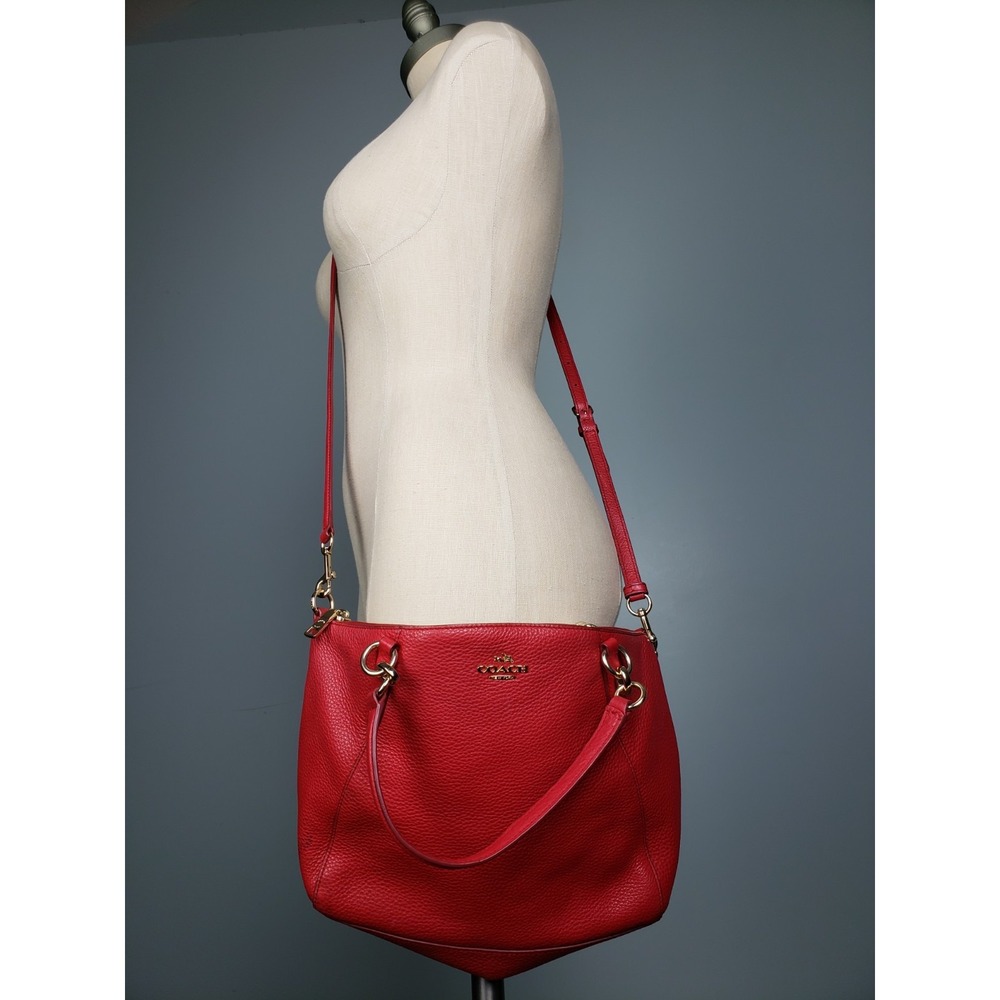 COACH KELSEY SATCHEL Crossbody Red Pebble Leather Medium Size F1748 F36675‎